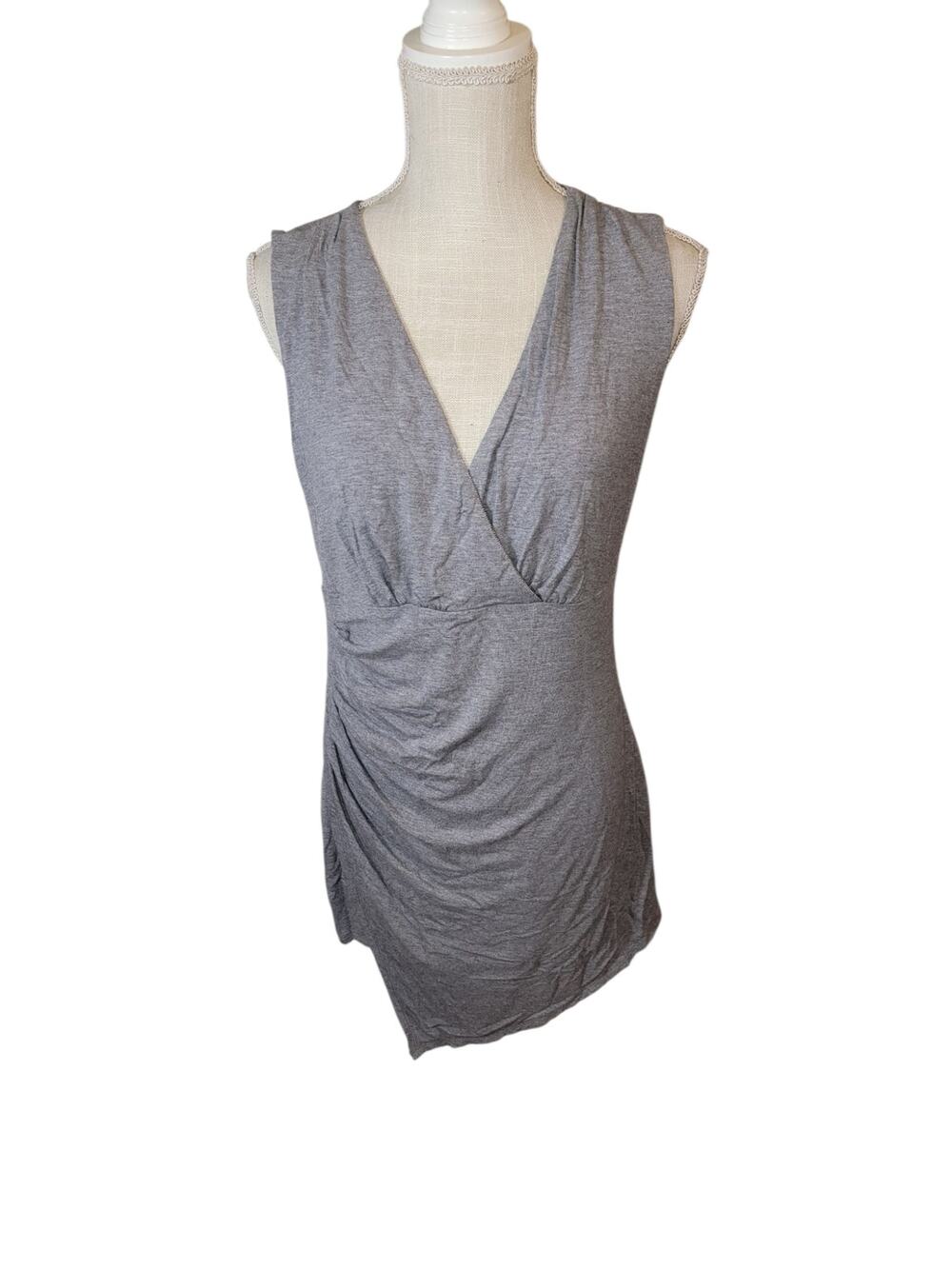 White House Black Market Grey Zipper Wrap Dress Size M
